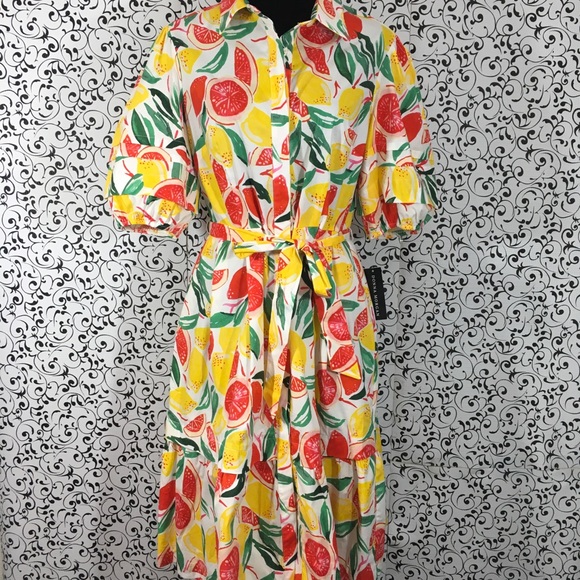 Donna Morgan Dresses & Skirts - Donna Morgan Citrus Print Poplin Shirt Dress